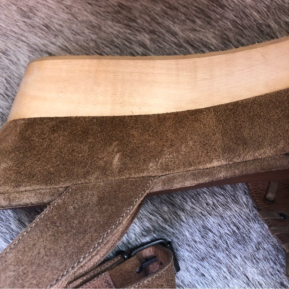 NWOT All Saints Yuki platform sandal in cognac caramel suede boho EU 41 or 10-11 - Picture 8 of 10